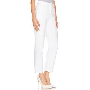 Women's Agolde Cooper Cargo Pants White Sz 29 High-Rise Utility Tapered Denim
